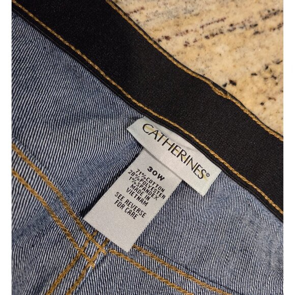 New! Catherines Women's 30W Capri Jeans Blue Elastic Comfort Waist Denim 48x21" - Picture 8 of 12